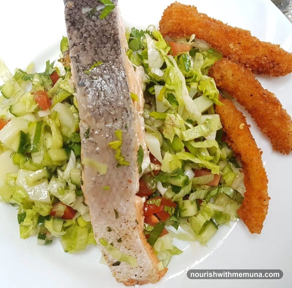 Salmon Fish Salad with an olive oil dressing